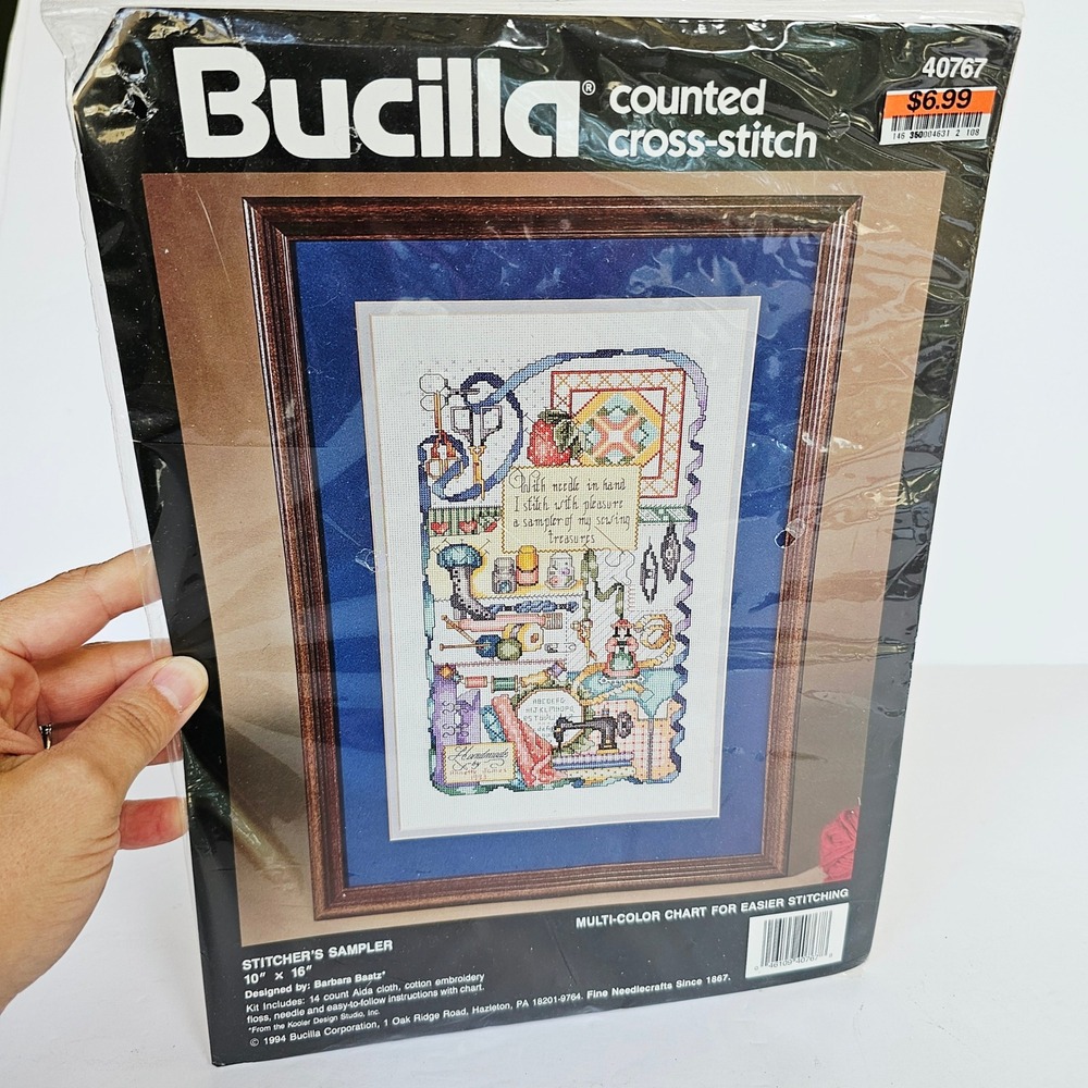 1994 Bucilla Counted Cross Stitch Kit Stitchers Sampler 40767 Vintage Sewing DIY